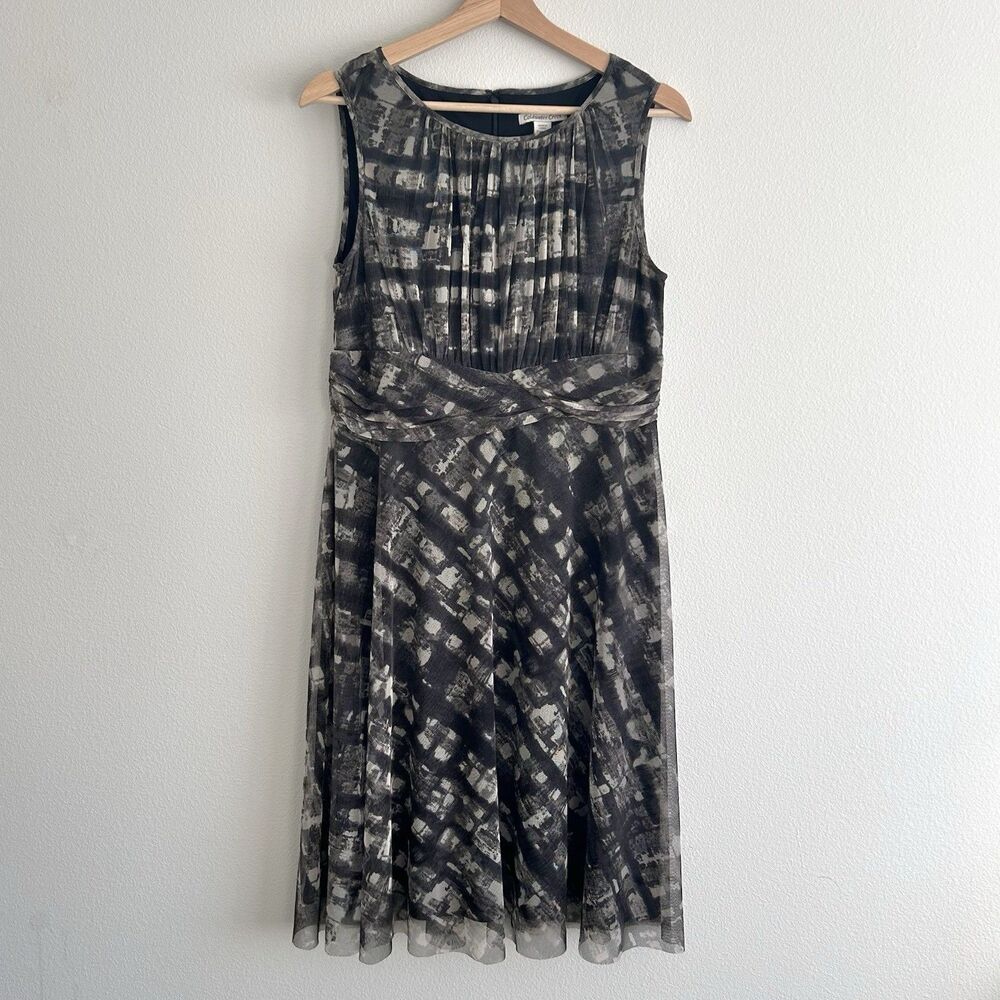 Coldwater Creek Dress Size M Petite Gray Pattern Fairy Grunge Romantic Formal